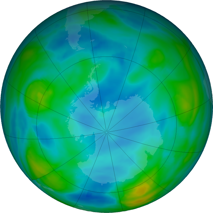 Antarctic ozone map for 28 June 2021